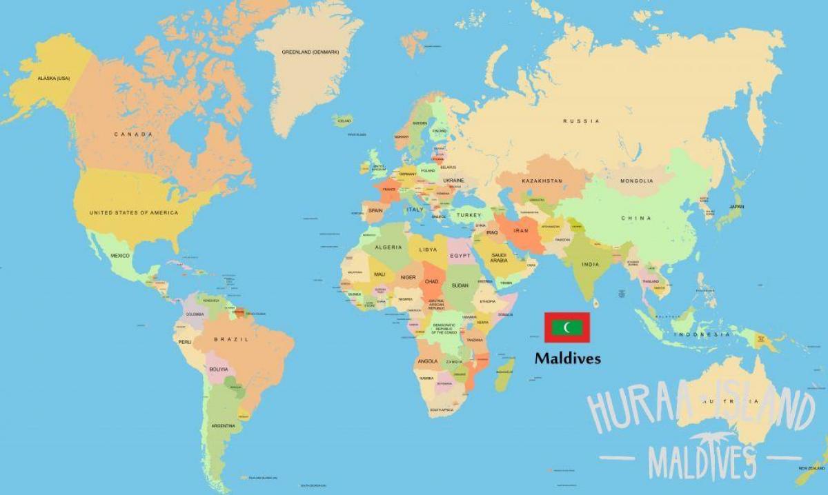 harta e maldivet në hartë të botës