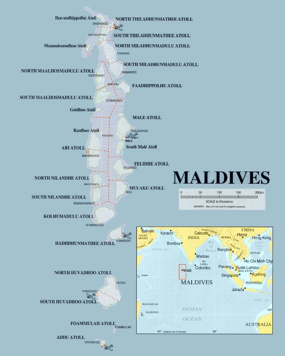harta e maldivet fizike