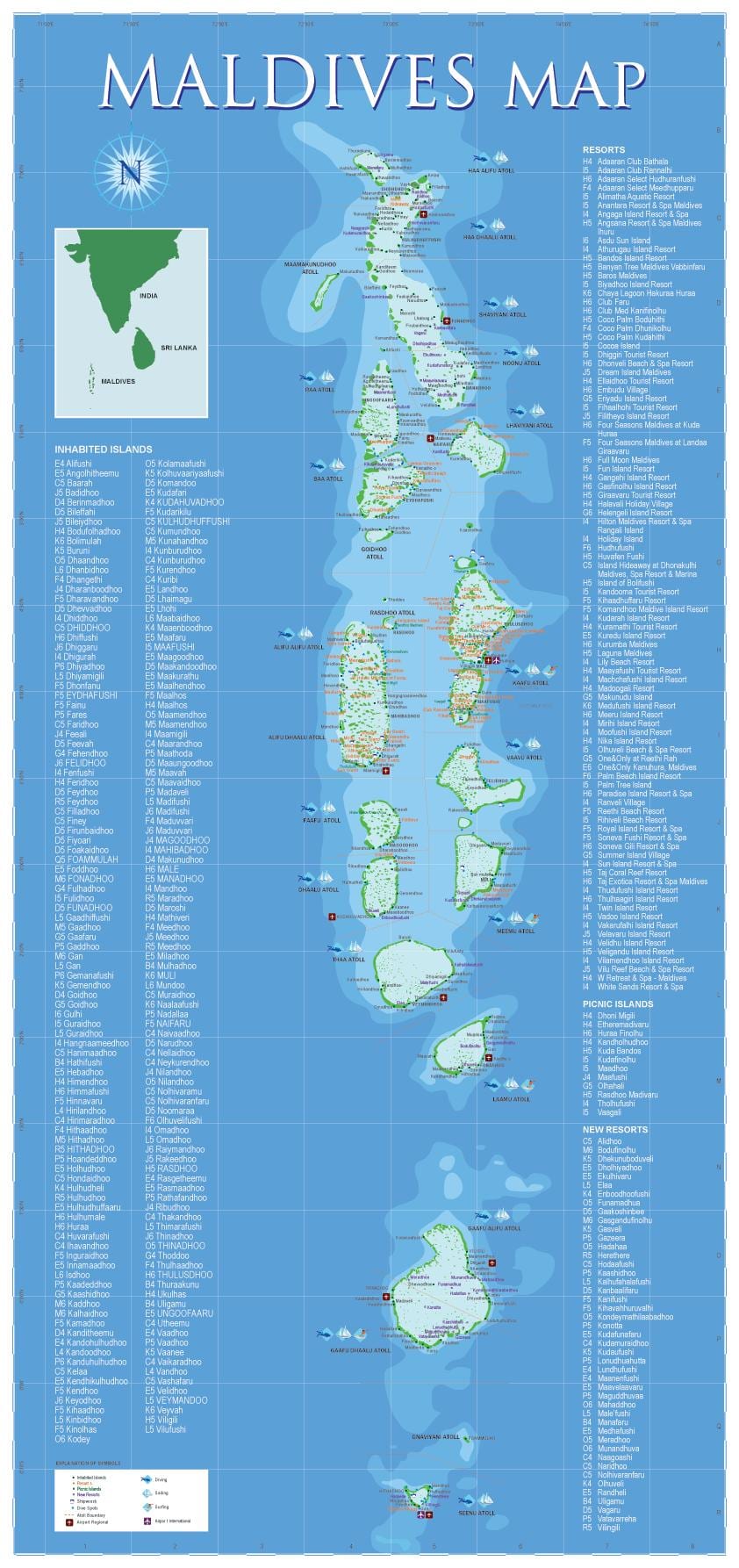 maldivet e hartave gjeografike
