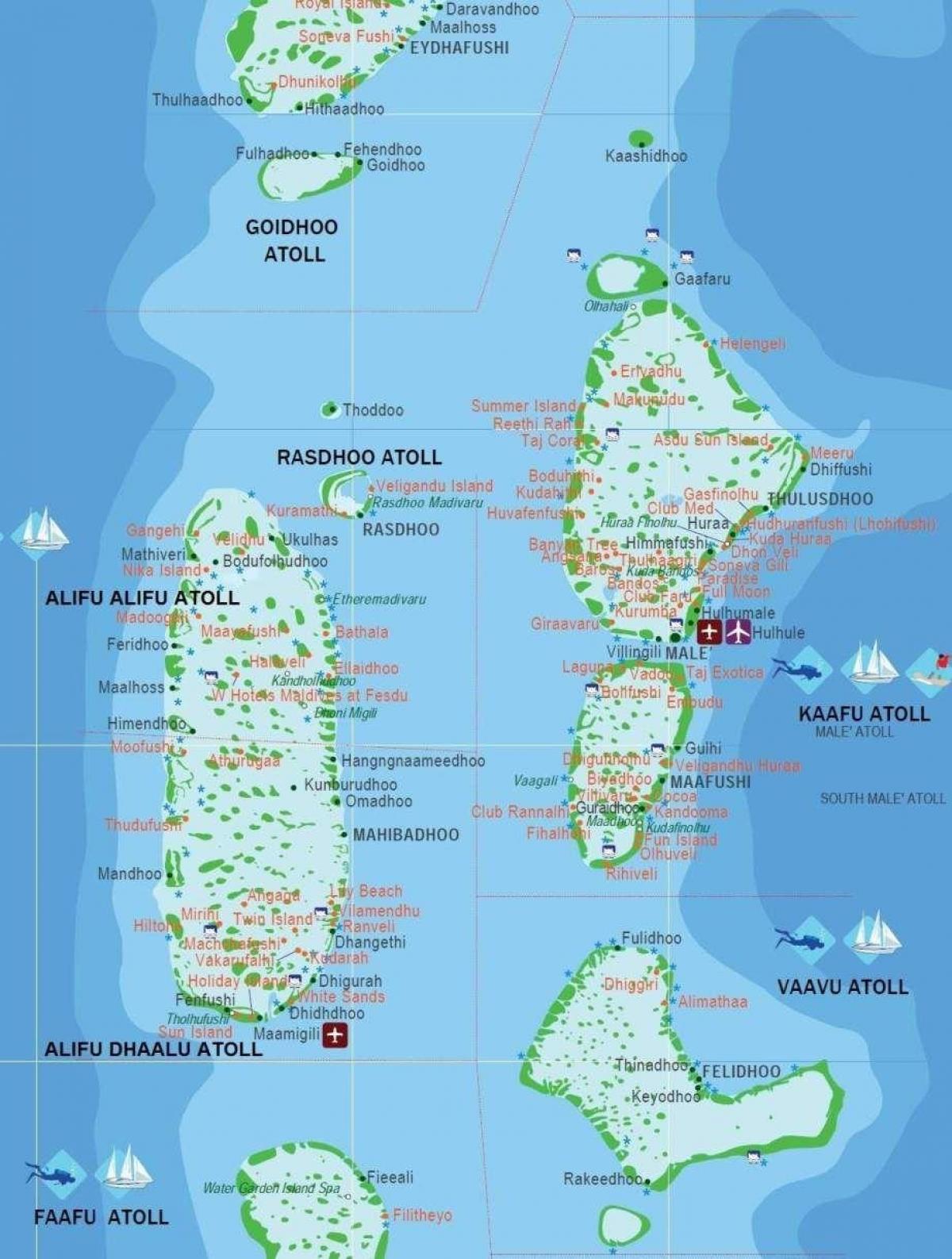 harta e maldivet turistike